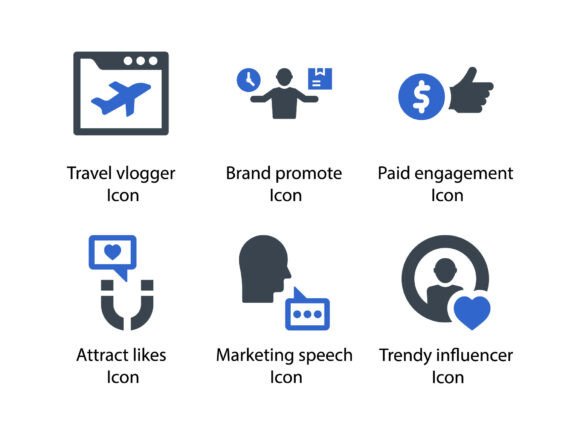 Influencers Marketing Icon Set 8: A Design Essential for Modern Creators and Marketers